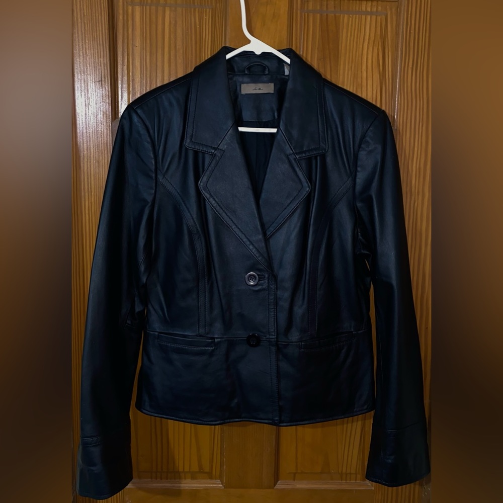 IE Black Leather Jacket w/ Buttons